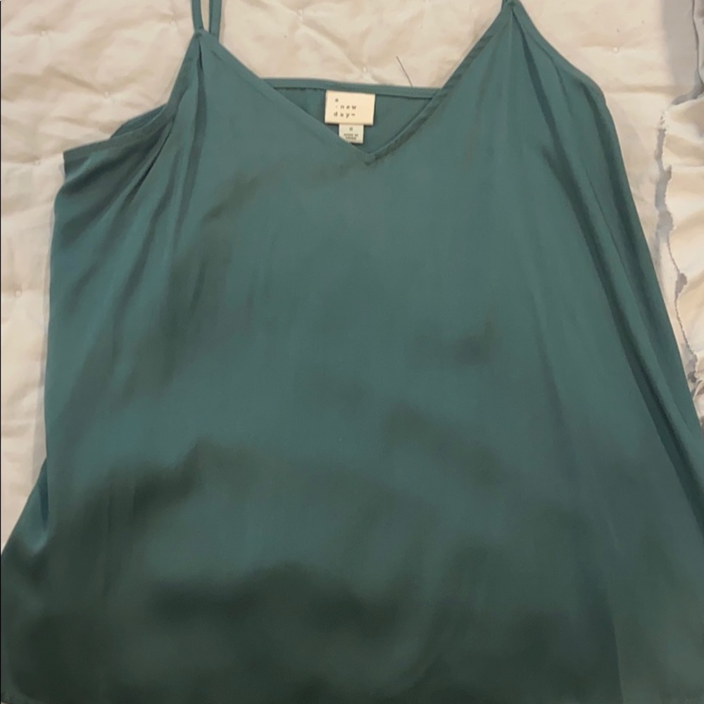 Green silk tank top